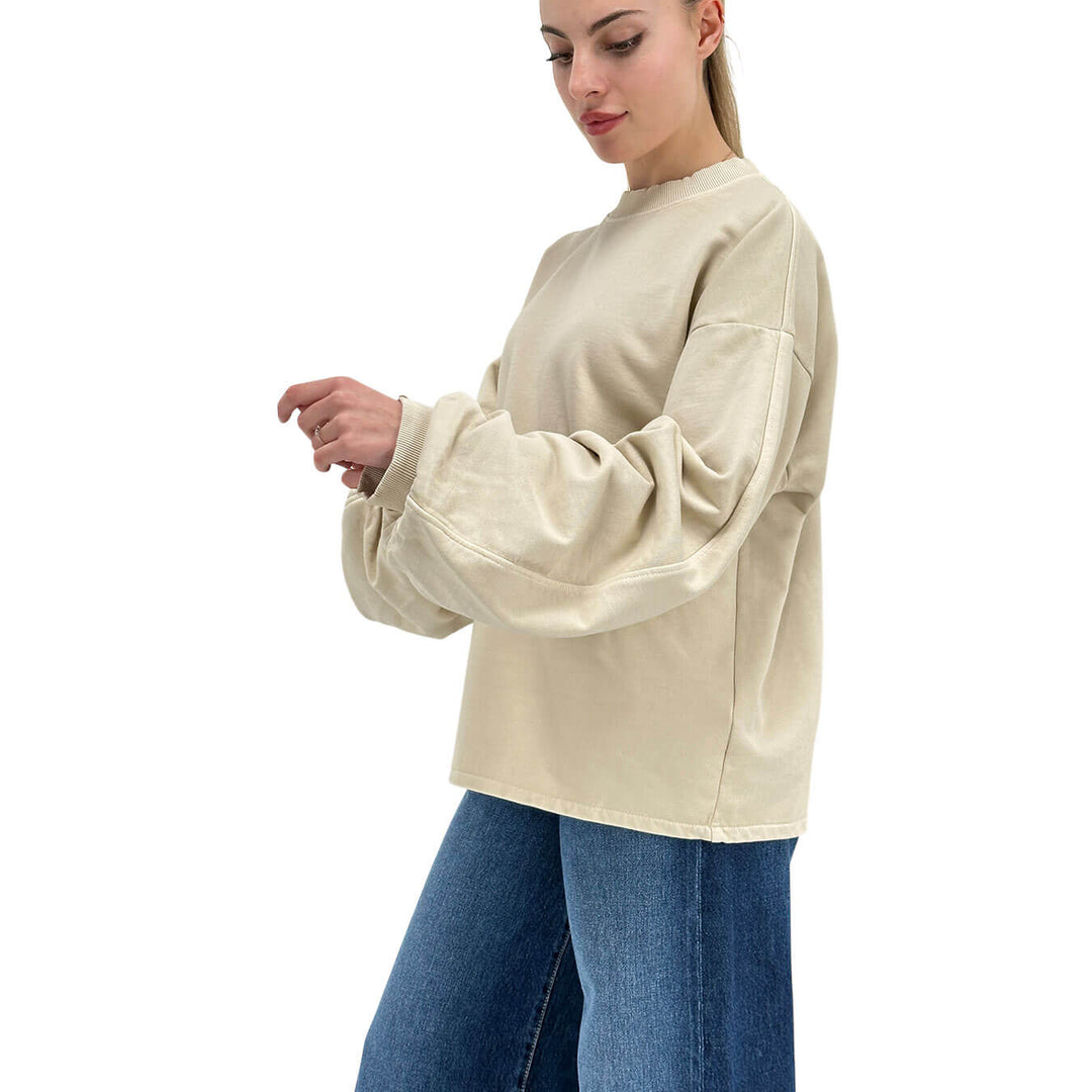 Oof Wear Maglia Donna, Felpa, Girocollo, Cotone, Beige