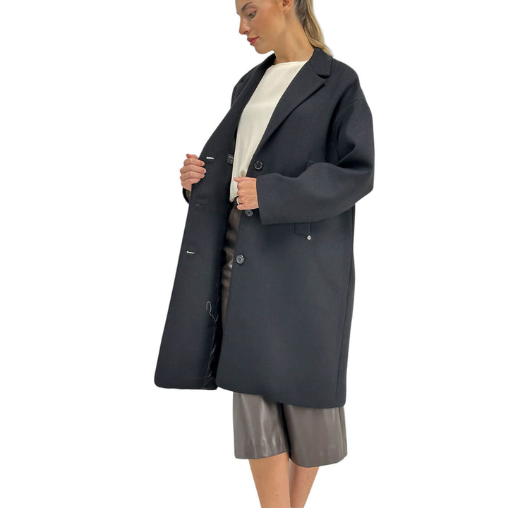 Ottod'Ame, Cappotto, Donna, Simona, Misto Lana, Nero