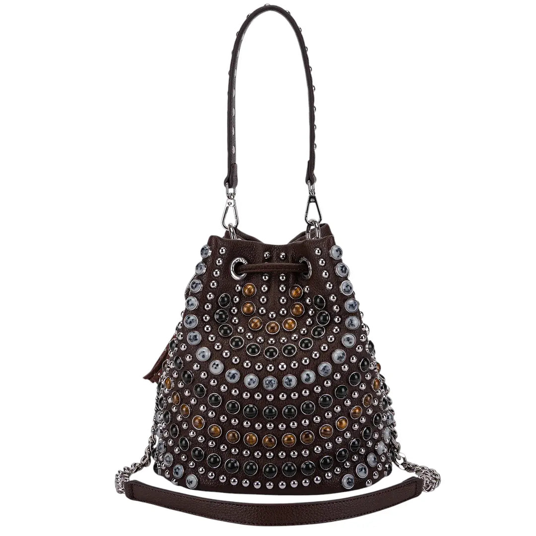 La Carrie, Secchiello, Donna, Ecopelle, Pietre, Marrone