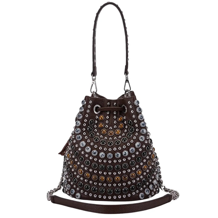 La Carrie, Secchiello, Donna, Ecopelle, Pietre, Marrone