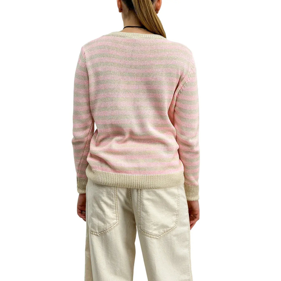 Bassini, Maglia a Righe, Donna, Cotone, Verde e Rosa