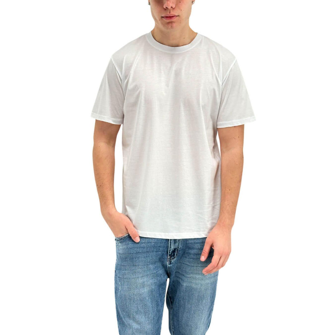 Amaránto T-Shirt Basic Uomo, Girocollo, Over, Cotone, Bianco