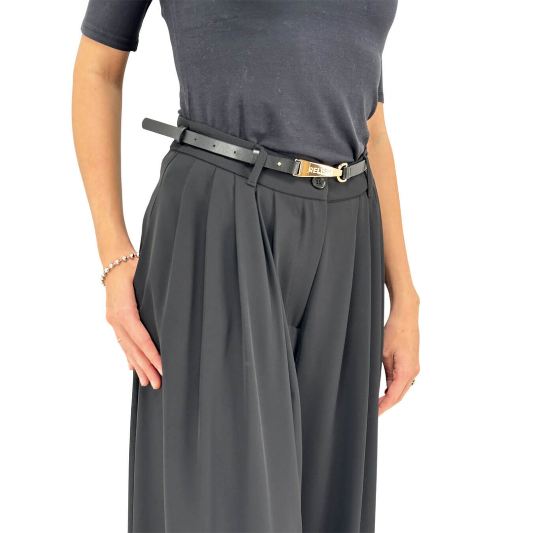 Relish, Pantaloni, Donna, Iridem, Fibbia, Pences, Poliestere, Nero