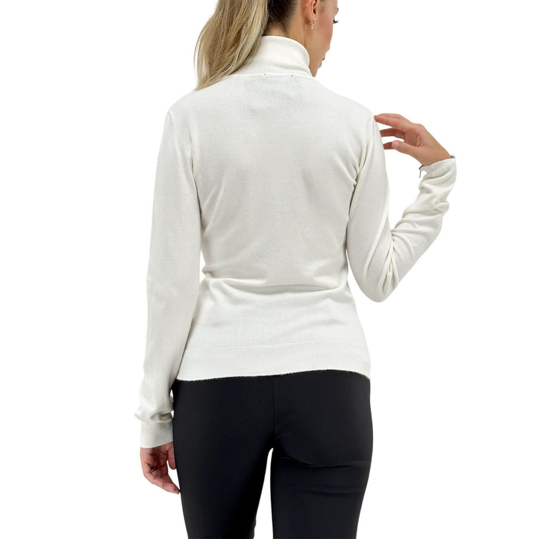 Relish, Maglia, Collo Alto, Viscosa, Collana, Bianco