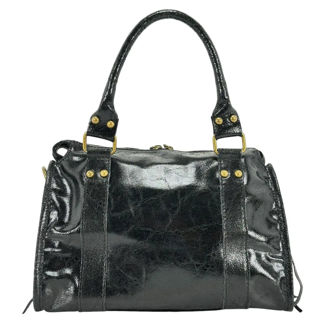 Bassini, City Bag, Media, Vera Pelle, Nero