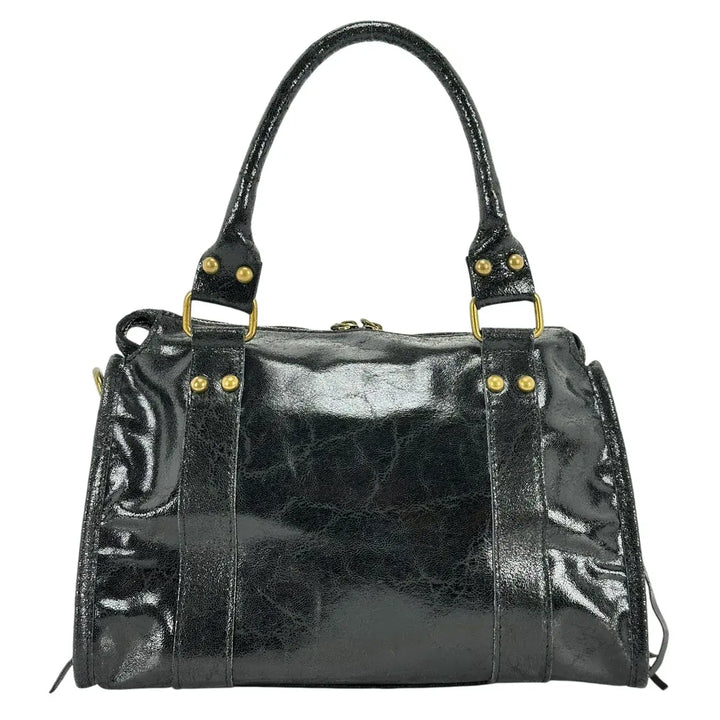 Bassini, City Bag, Media, Vera Pelle, Nero