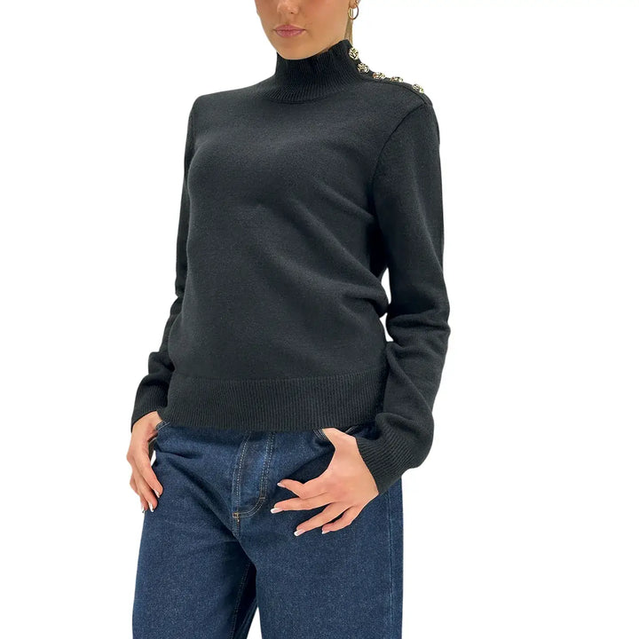 Koralline, Maglia Lupetto, Donna, Tessuto Misto, Nero