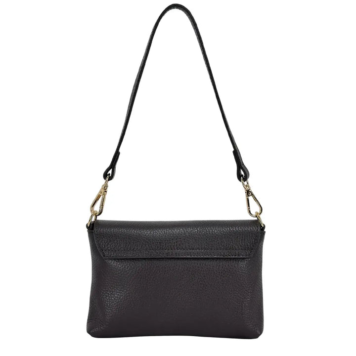 Bassini Borsa Donna Mini in Pelle Cioccolato con Pattina Girello Bambù e Tracolle Rimovibili