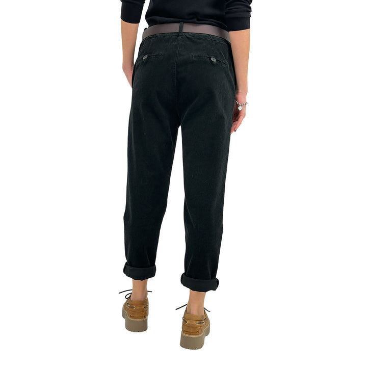 Motel Pantaloni Donna, Alla Caviglia, Cintura, Velluto, Nero