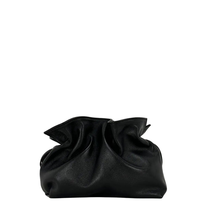 Bassini Borsa Donna Pasticcino Piccola in Nappa Nera con Chiusura Magnetica e Tracolla in Pelle