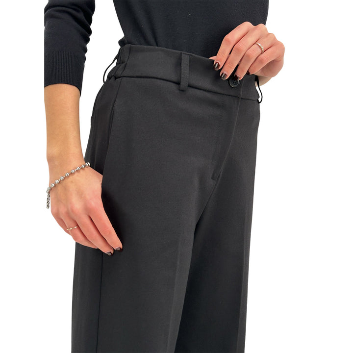 Motel Pantaloni Donna, Modello Palazzo, Tessuto Misto, Nero