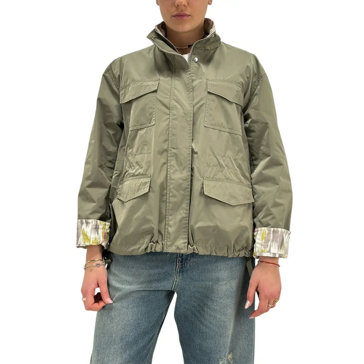 Oof Wear, Giubbotto, Donna, Double Face, Verde e Floreale