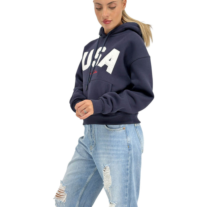 Superculture, Felpa, Donna, USA, Cotone, Blu