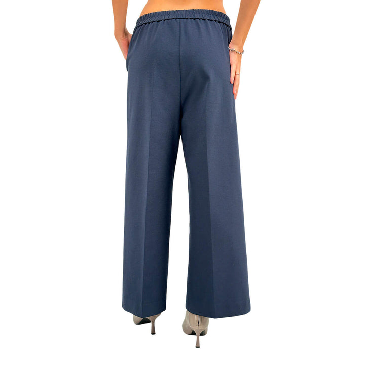 Meimeij Pantaloni Donna, Fondo Largo, Tessuto Misto, Blu