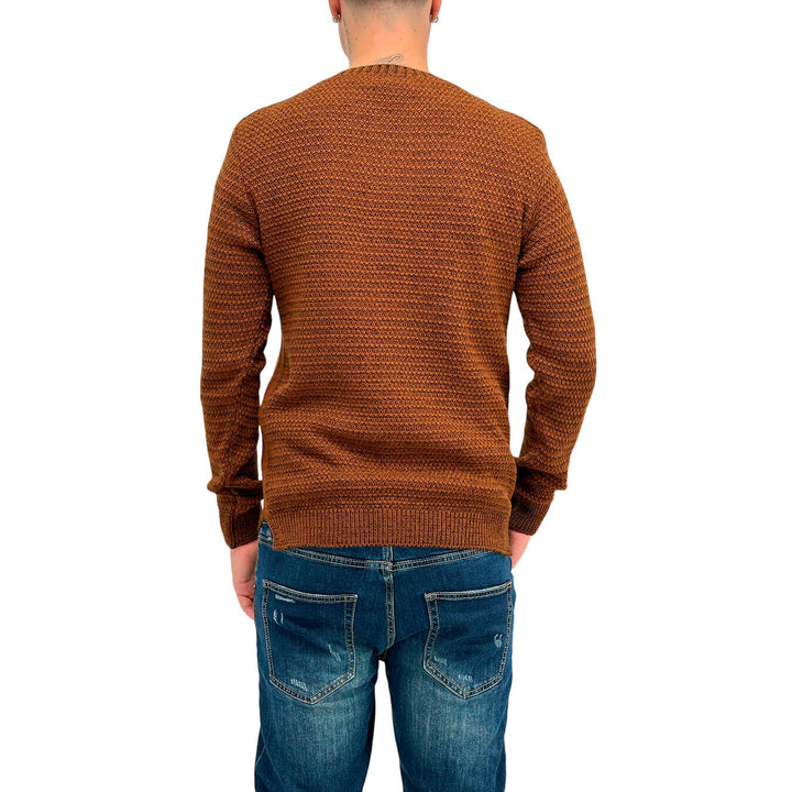 BL.11 Block Eleven Men's Sweater, Crewneck, Knitted, Acrylic, Brown