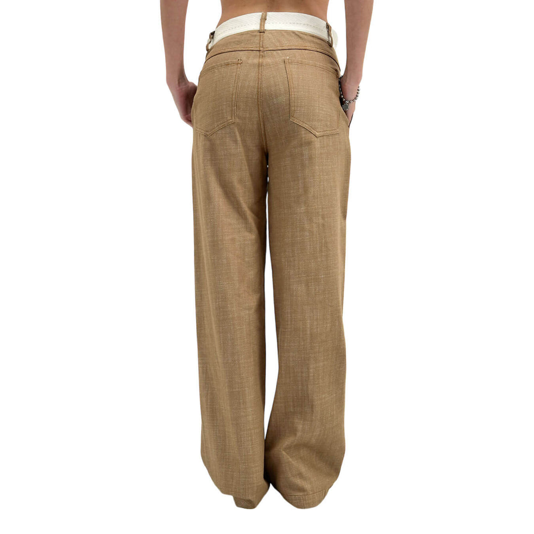 Kontatto Pantaloni Donna, Classico, Svasato, Cotone, Beige