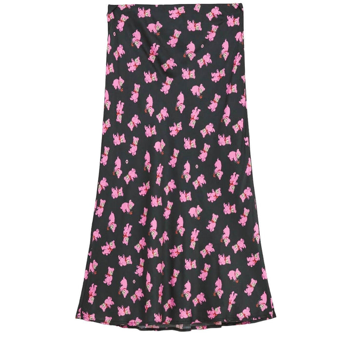 Ottod'Ame Women's Skirt, Long, Teddy Bear Print, Viscose, Black