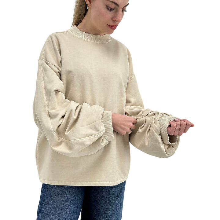 Oof Wear Maglia Donna, Felpa, Girocollo, Cotone, Beige