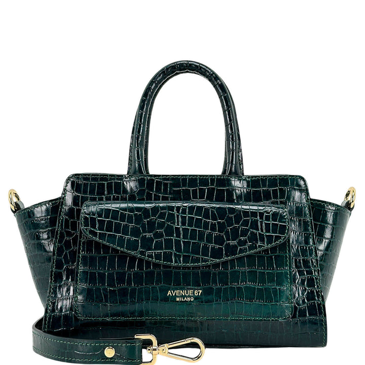 Avenue67 Letizia Borsa Donna, Handbag, Pelle Stampa Cocco, Verde