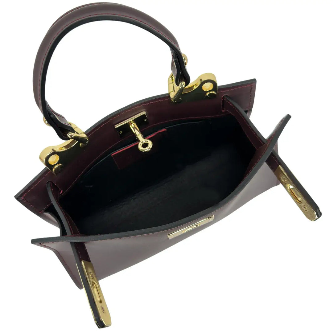 Bassini, Borsa, Donna, Alice, Pelle, Bordeaux