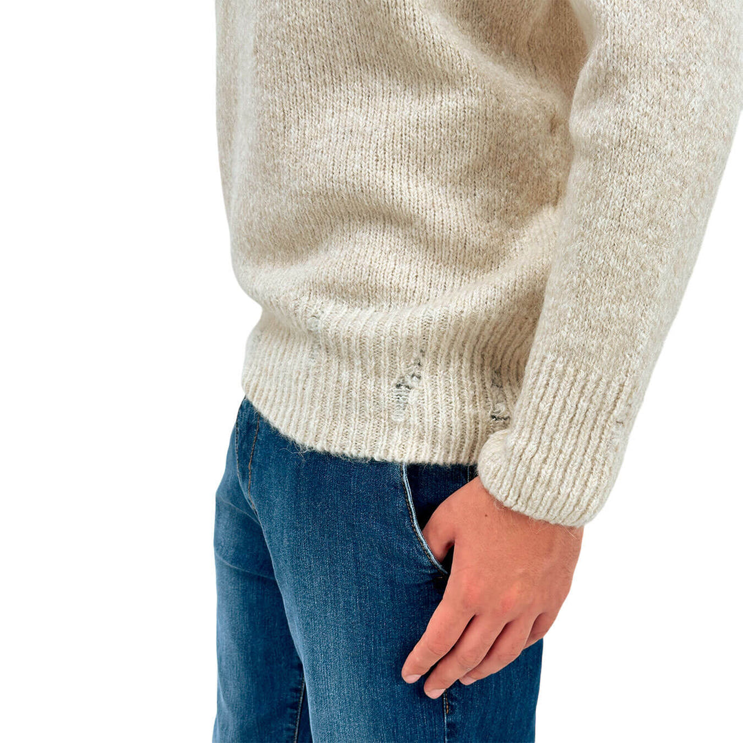 I'm Brian Men's Sweater, Crewneck, Wool Blend, Used Effect, Cream