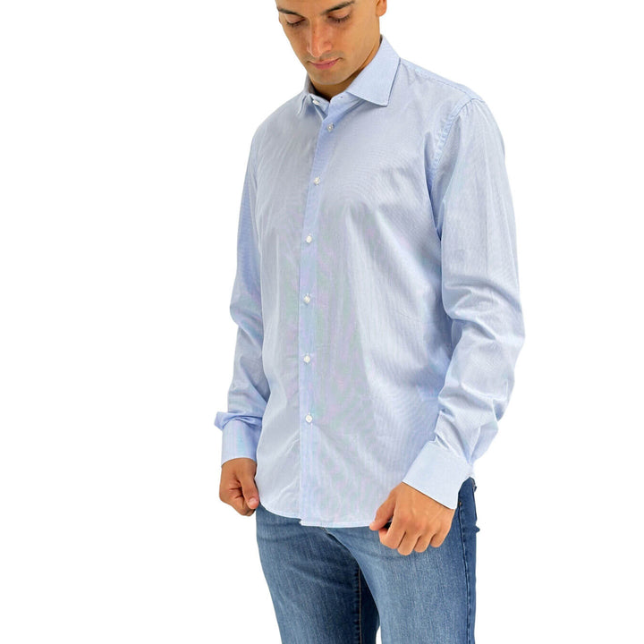 BL.11, Camicia, Uomo, Cotone, Azzurro