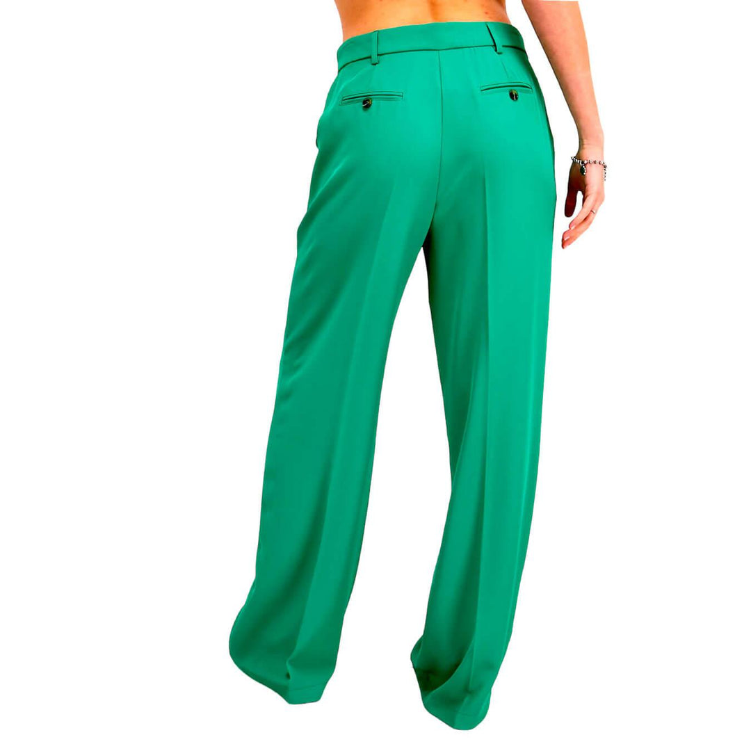 Tensione In Pantaloni Donna, Classico, Leggermente Svasato, Verde - BassiniBoutique.it