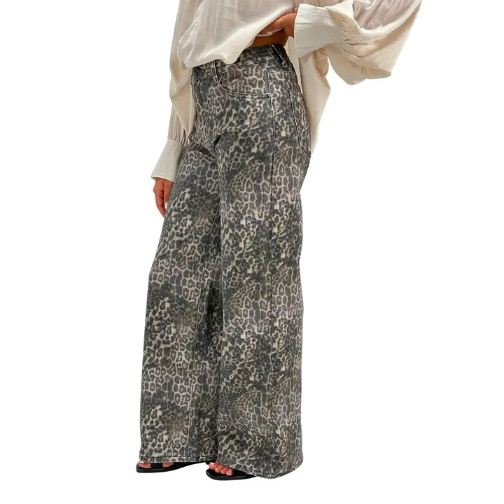 Bassini Jeans Donna Wide Leg Maculato Elasticizzato