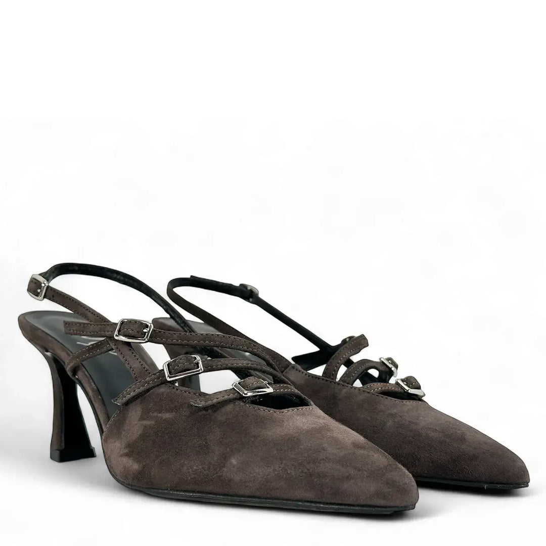 Ovyé, Décolleté, Donna, Pelle Scamosciata, Moro