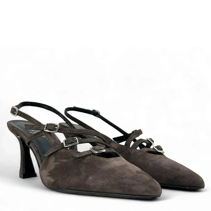 Ovyé, Décolleté, Donna, Pelle Scamosciata, Moro