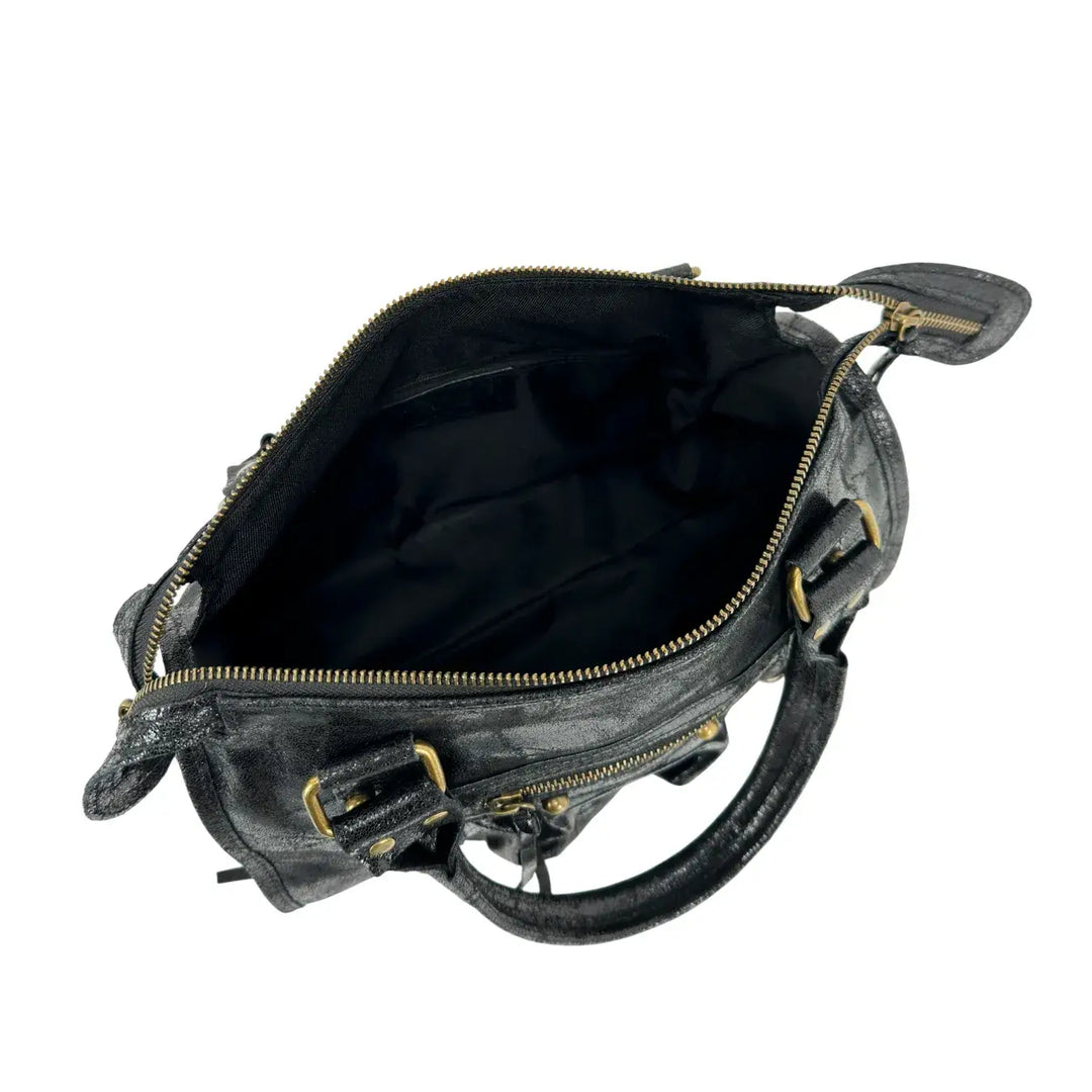 Bassini, City Bag, Media, Vera Pelle, Nero