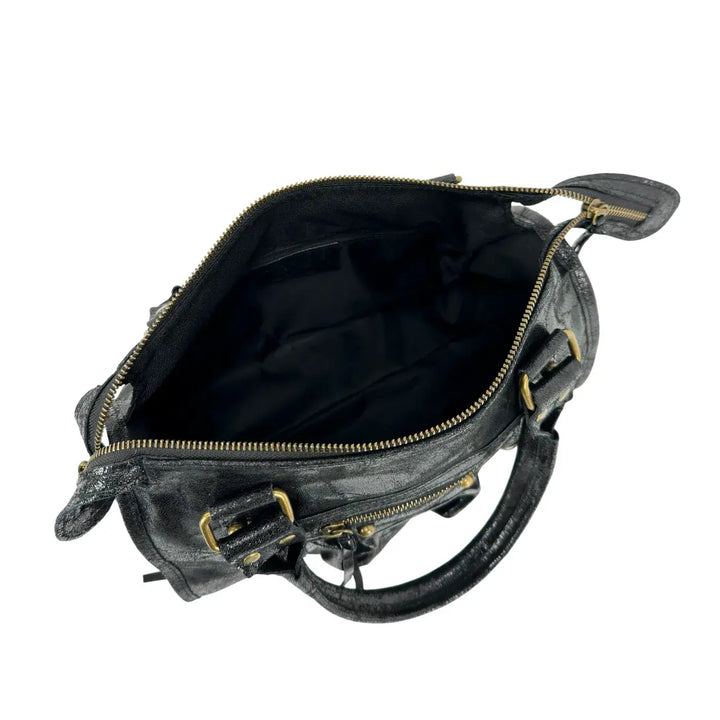 Bassini, City Bag, Media, Vera Pelle, Nero