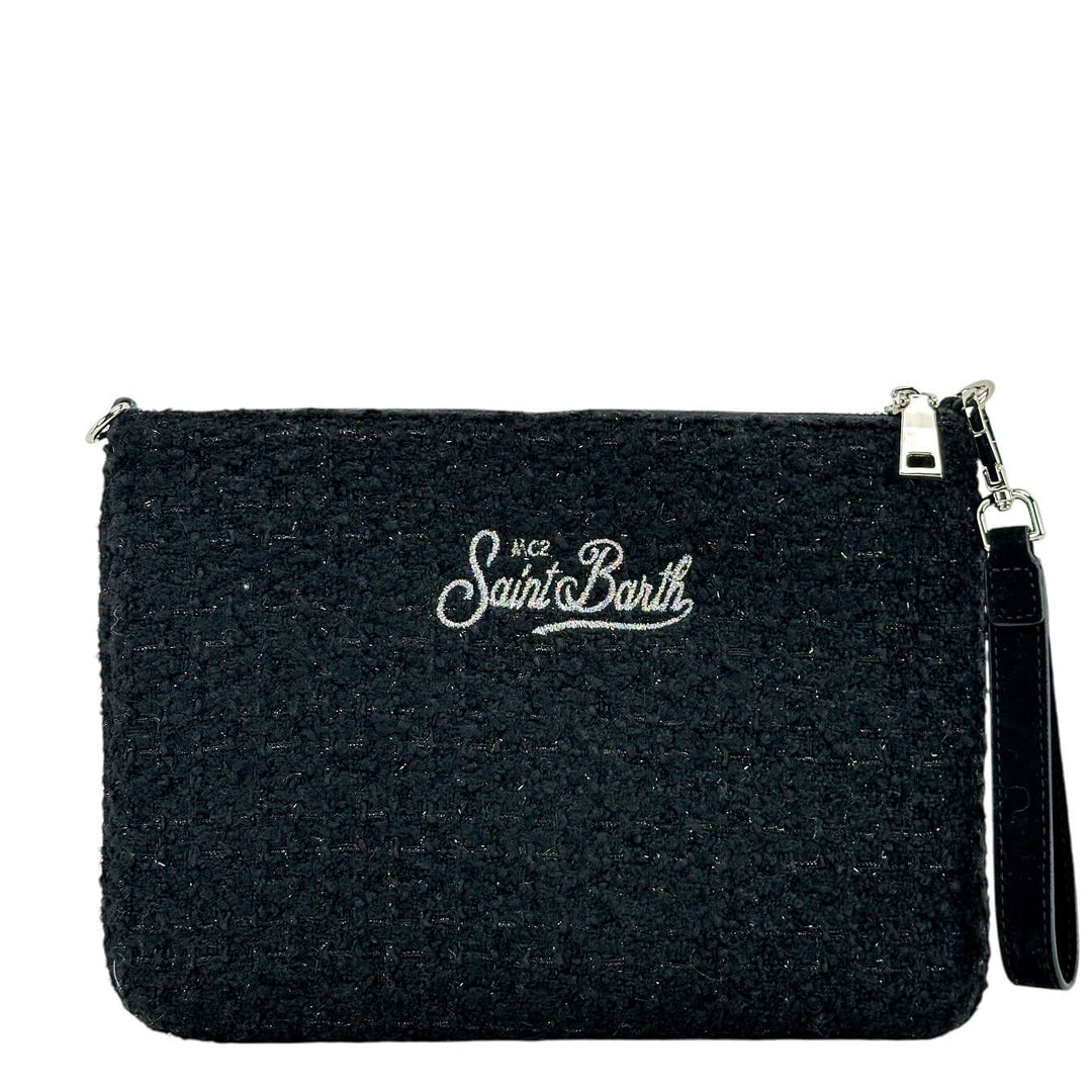 Mc2 Saint Barth Borsa Donna, Pouch a Tracolla Parisienne, Tweed, Nero