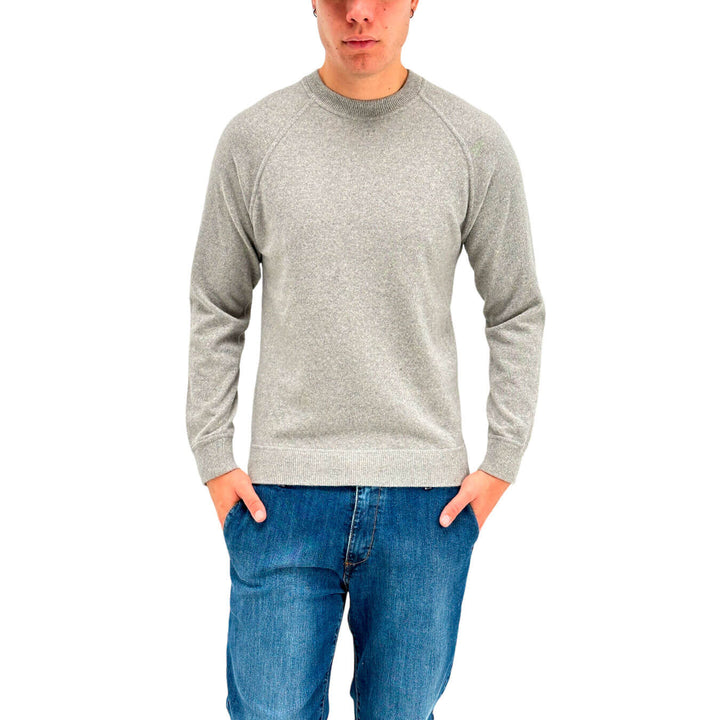 Refabrics Men's Sweater, Basic, Crewneck, Cashmere, Pearl Grey