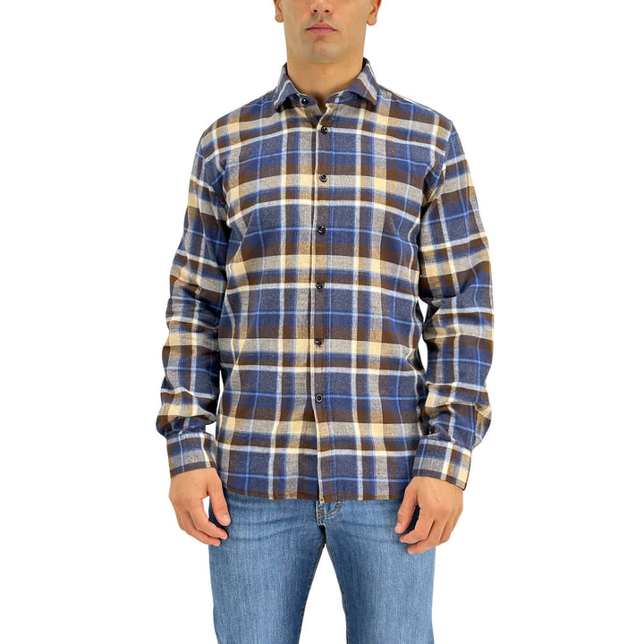 BL.11, Camicia, Uomo, Check, Cotone, Blu e Moro