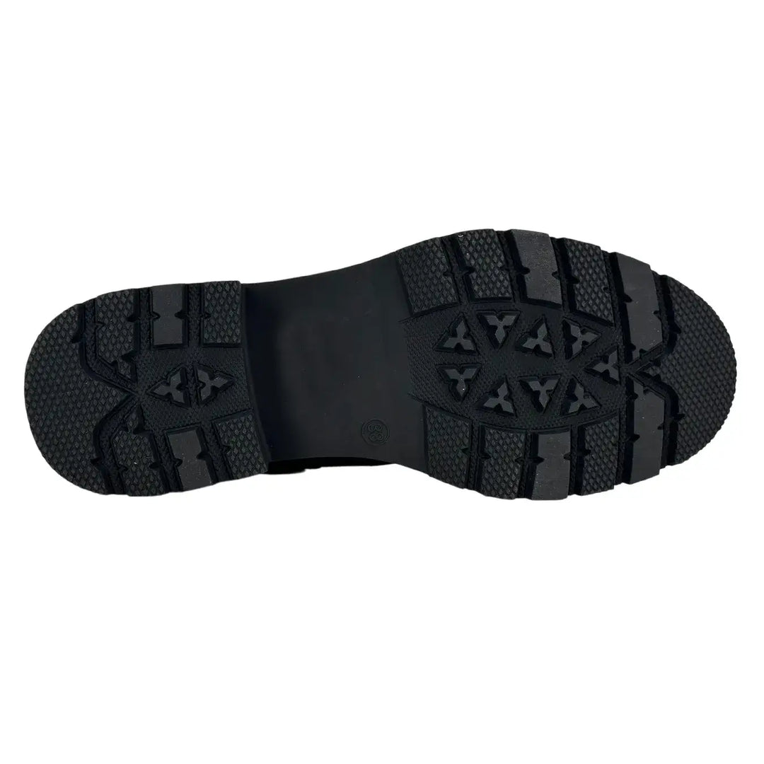 Bassini Stivale Donna Nero Biker in Ecopelle Effetto Used con Doppia Fibbetta e Tacco 4 cm