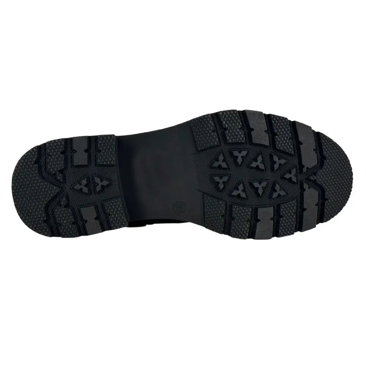 Bassini Stivale Donna Nero Biker in Ecopelle Effetto Used con Doppia Fibbetta e Tacco 4 cm
