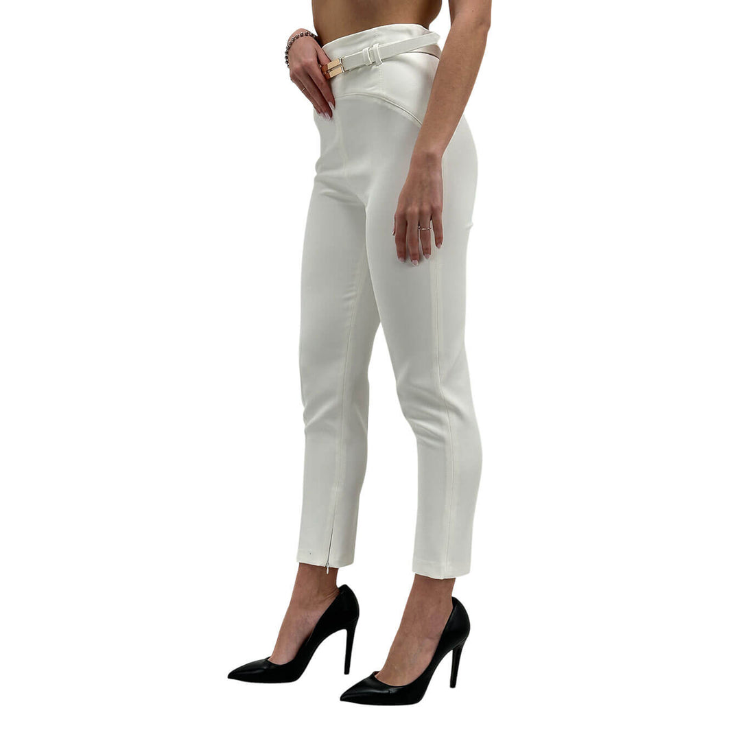 Relish Esplora Pantaloni Donna, Vita Alta, Cinturino, Bianco