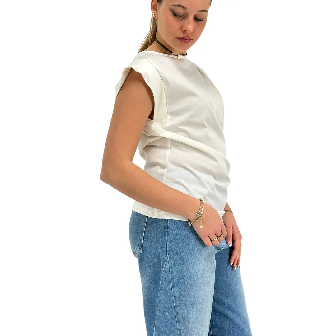 Ottod'Ame, T-Shirt, Donna, Cotone Modal, Latte