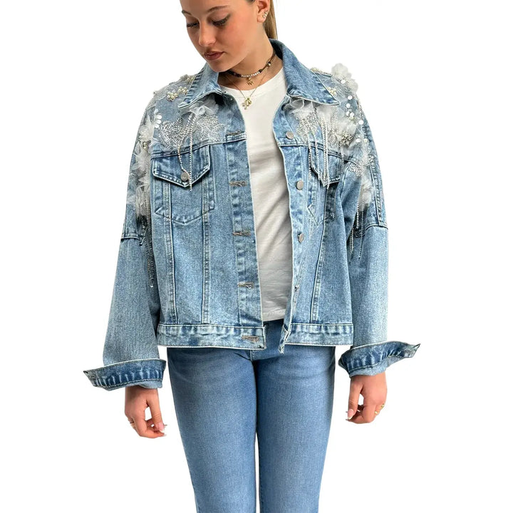 Bassini, Giubbotto Jeans, Donna, Cotone, Blu