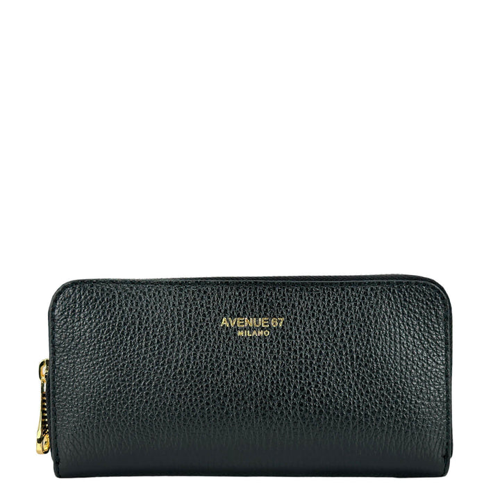 Avenue67 Sunny Women's Wallet, Large, Zip Around, Leather, Black