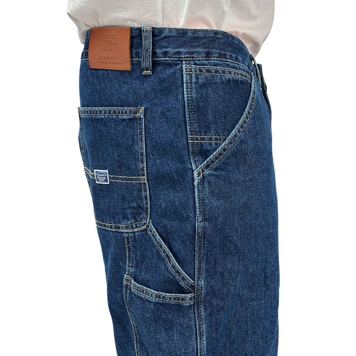 Rytual Pantaloncini Uomo, Bermuda, Denim, Cotone, Blu