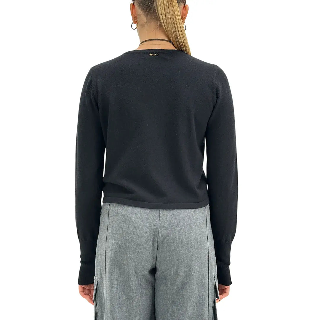 Koralline, Cardigan, Donna, Tessuto Misto, Nero