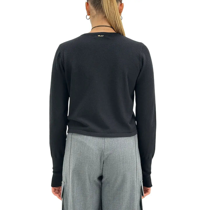 Koralline, Cardigan, Donna, Tessuto Misto, Nero