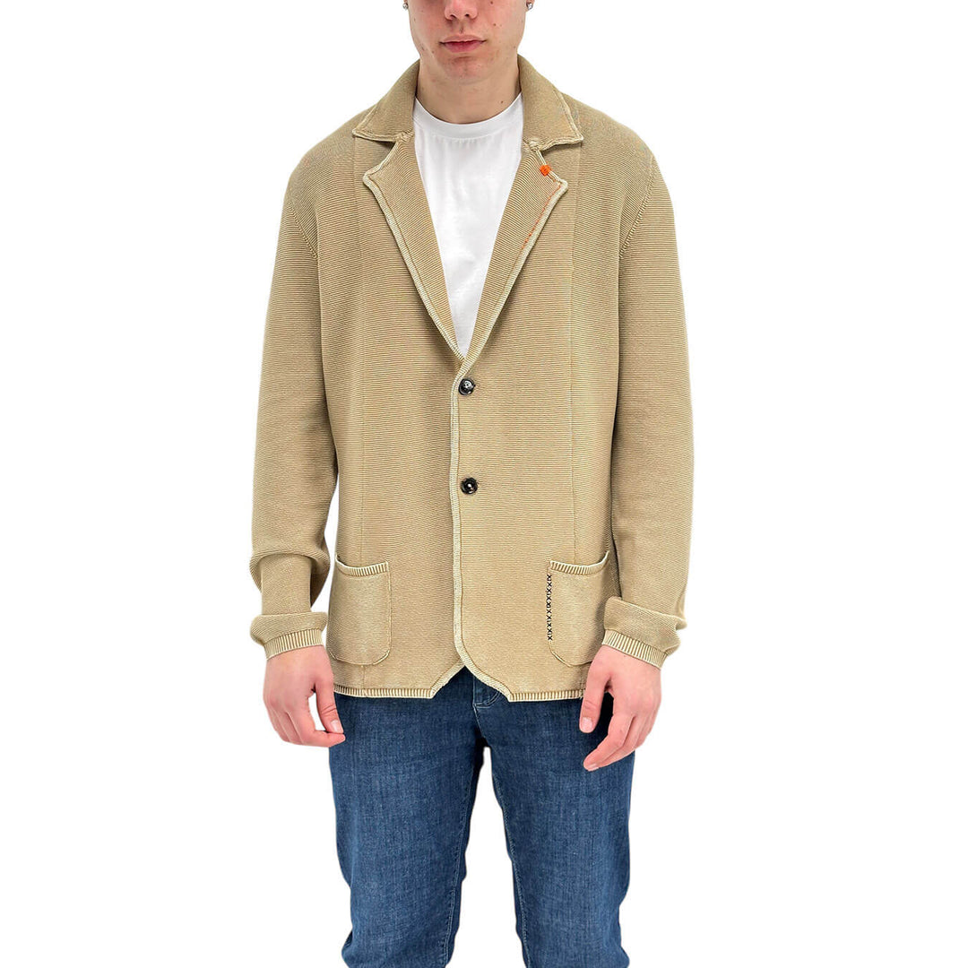 MarKup Giacca Uomo, Monopetto, Revers, Cotone, Beige