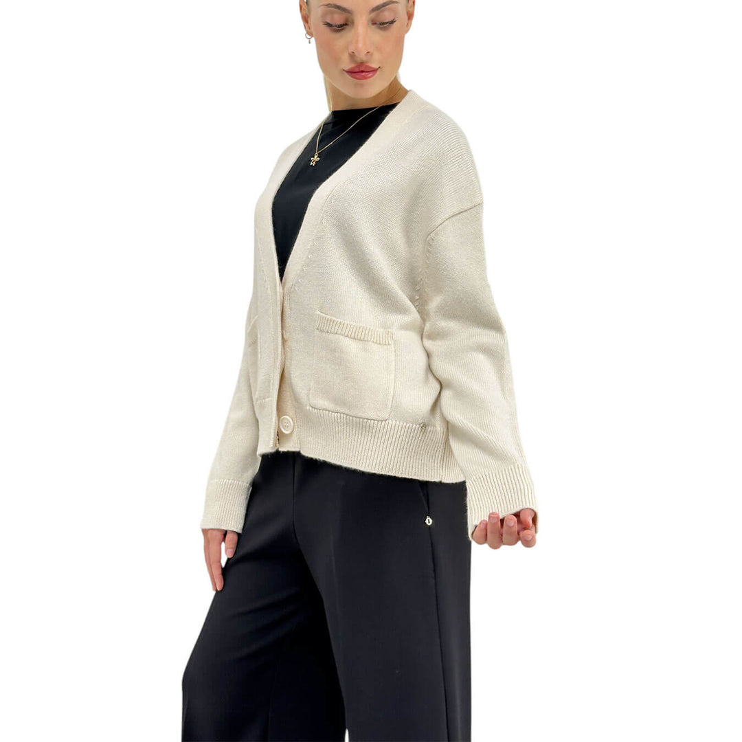 Ottod'Ame, Cardigan, Donna, Acrilico, Ecru