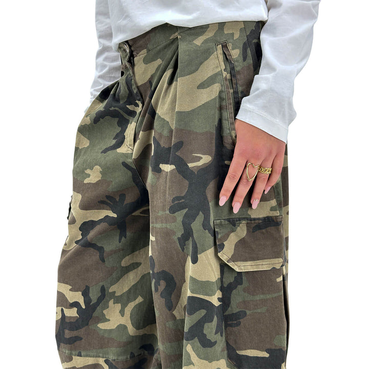 Tensione In, Pantaloni, Donna, Cargo, Cotone, Camouflage
