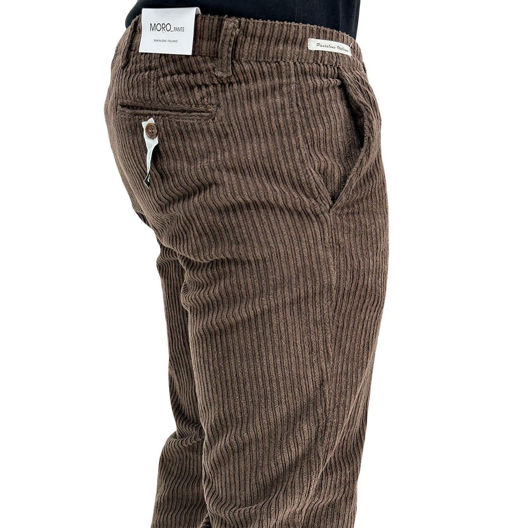 Moro Pantaloni Chino, Uomo, Regular Fit, Velluto, Marrone