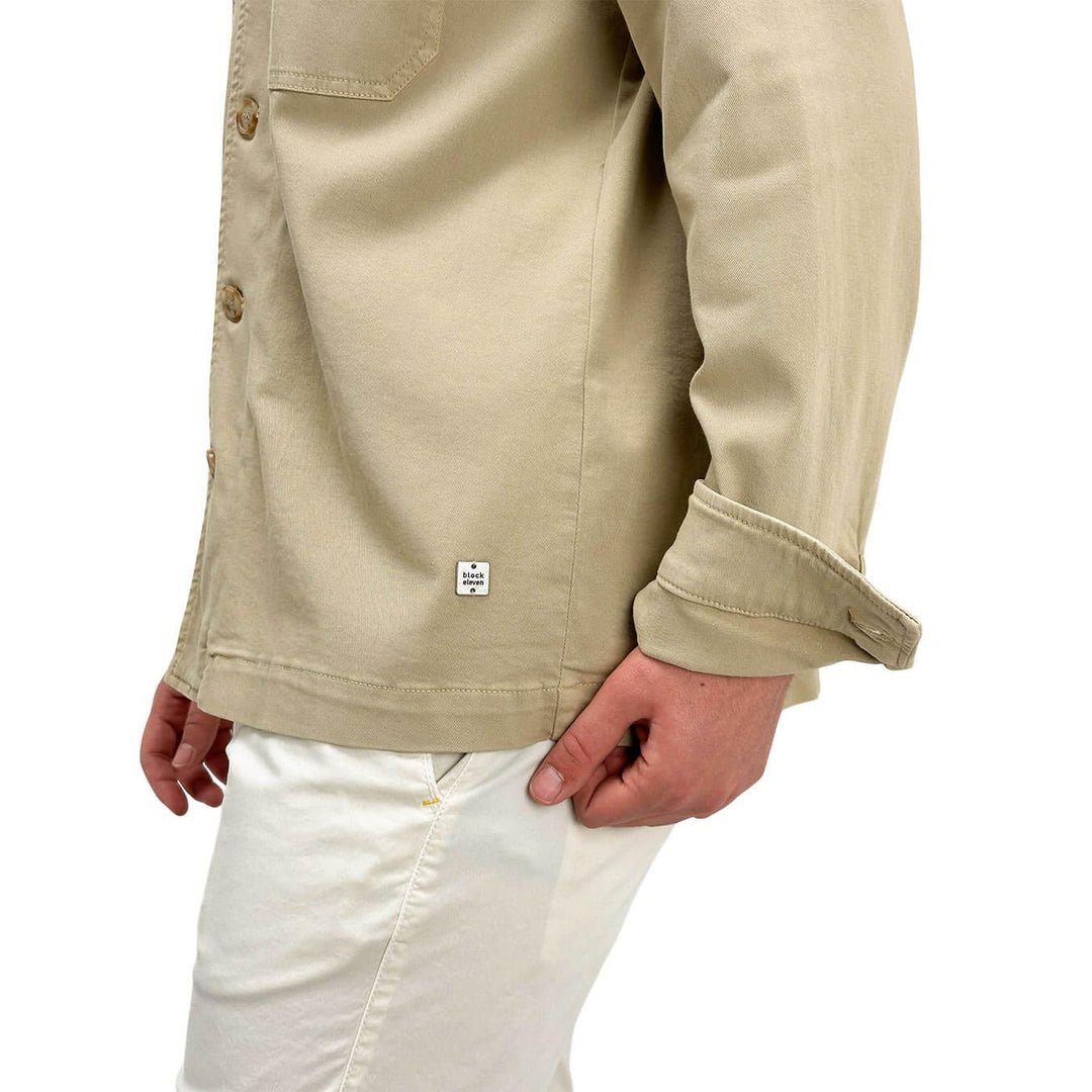 BL.11 Block Eleven Camicia Uomo, Overshirt, Goffrata, Cotone, Beige