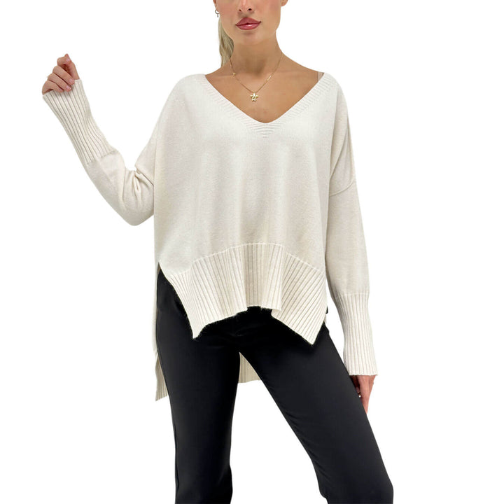 Relish, Maglia, Vovis, Scollo V, Viscosa, Latte